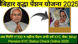 बिहार वृद्धा पेंशनअब मिलेंगे ₹1100 रु महीना पेंशन अभी करें KYC चेक: Bihar Pension KYC Status Check Online 2025 योजना